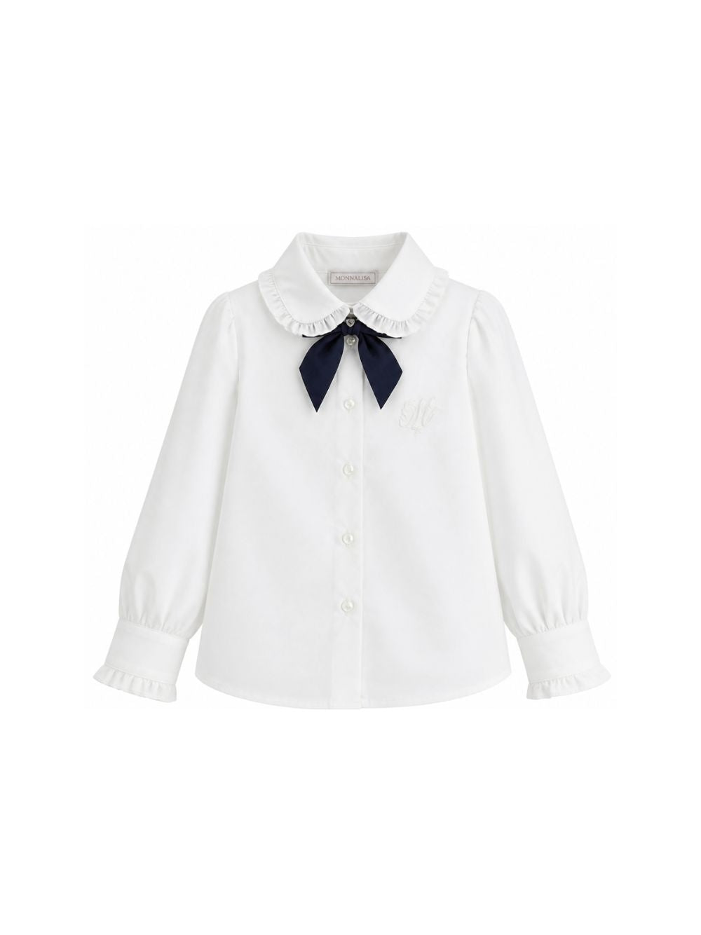 Camicia per bambina Monnalisa Kids bianca con colletto con ruches 18HANA 8153 9956 MONNALISA KIDS 