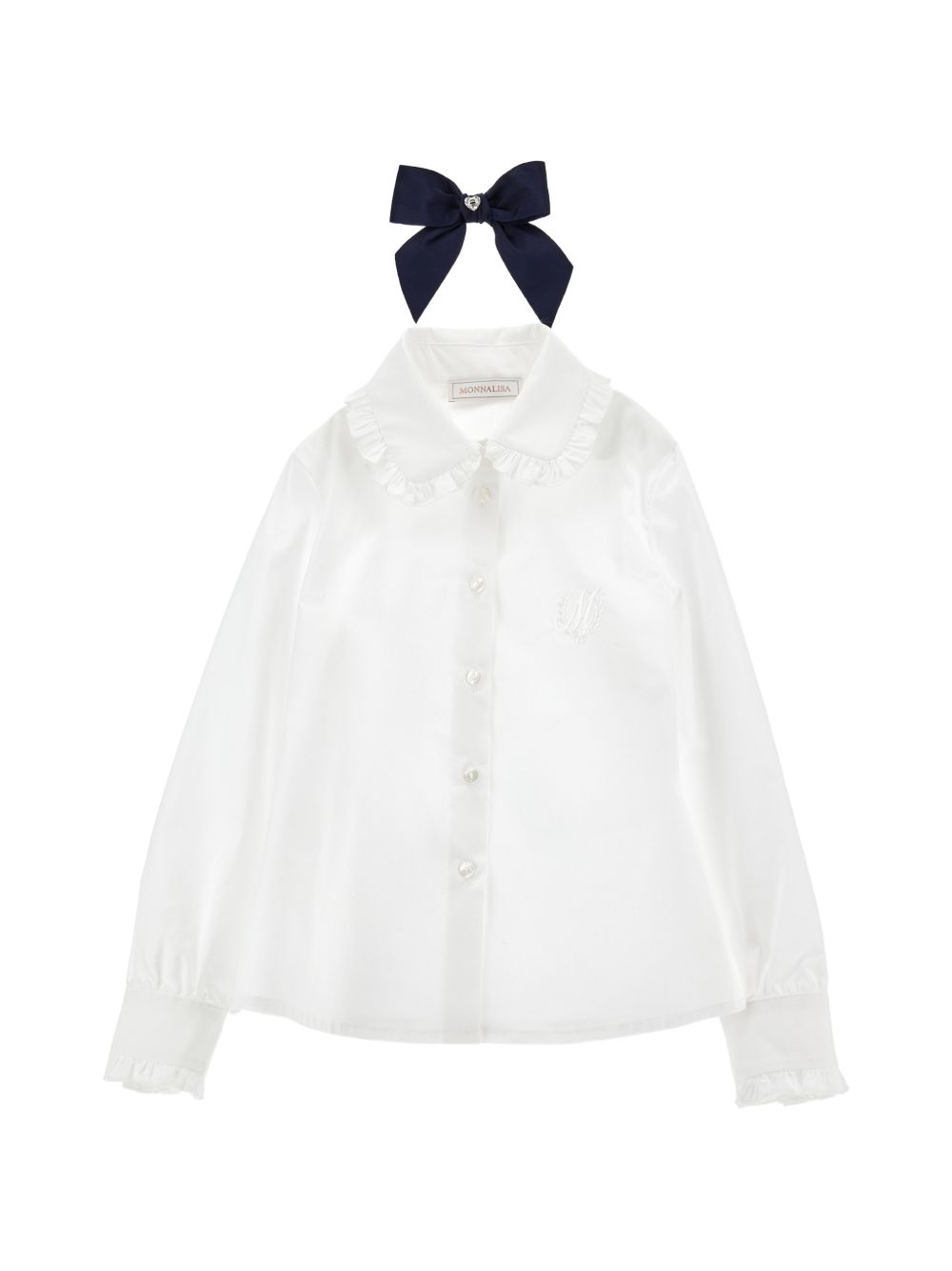 Camicia per bambina Monnalisa Kids bianca con colletto con ruches 18HANA 8153 9956 MONNALISA KIDS 