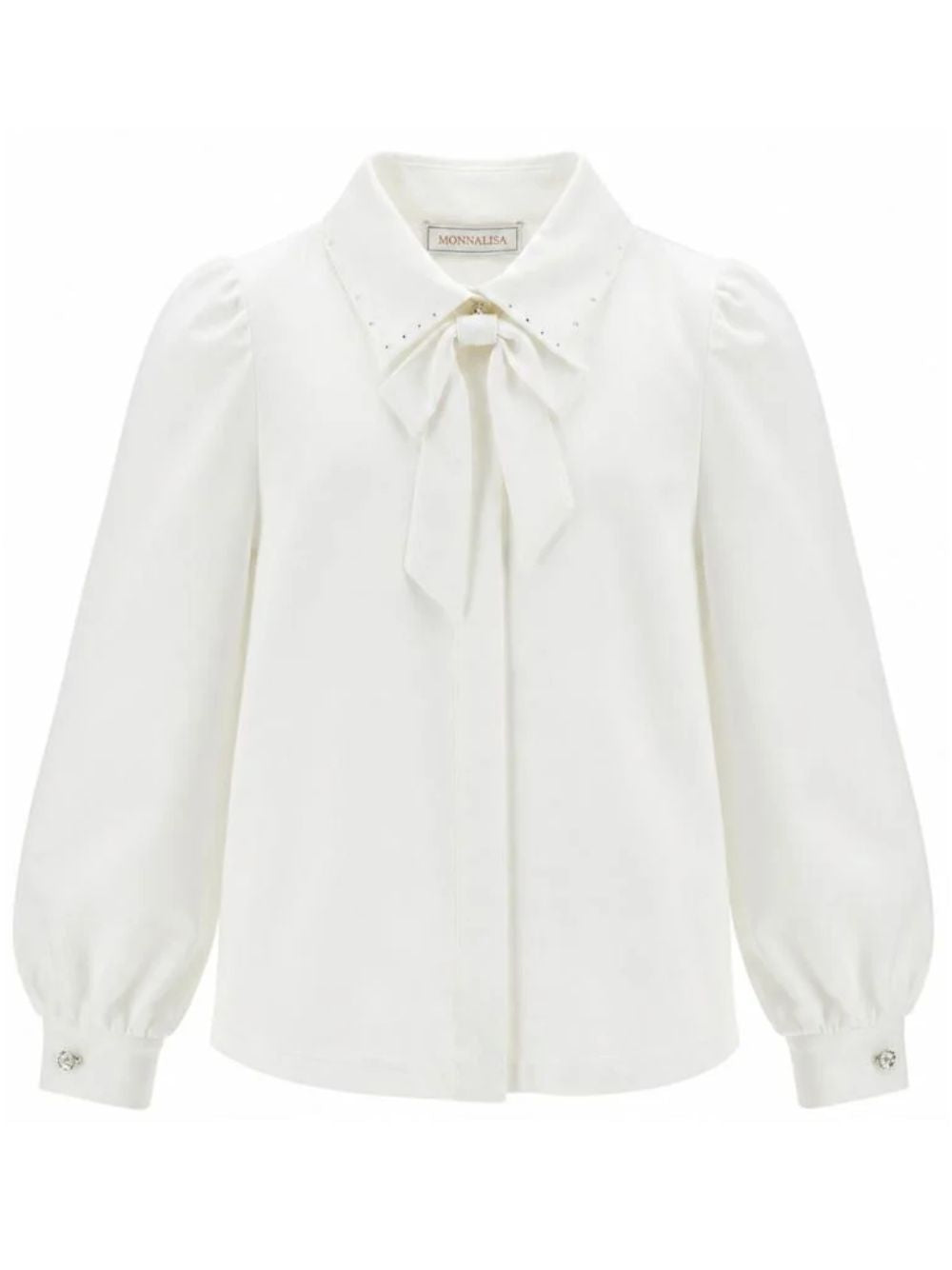 Camicia per bambina Monnalisa Kids bianca con colletto a strass 18HAZZ 8201 0099 MONNALISA KIDS 