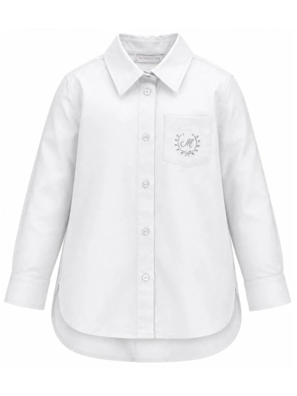 Camicia per bambina Monnalisa Kids bianca con dettagli con cristalli 18HISS 8153 0099 MONNALISA KIDS 