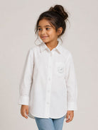 Camicia per bambina Monnalisa Kids bianca con dettagli con cristalli 18HISS 8153 0099 MONNALISA KIDS 