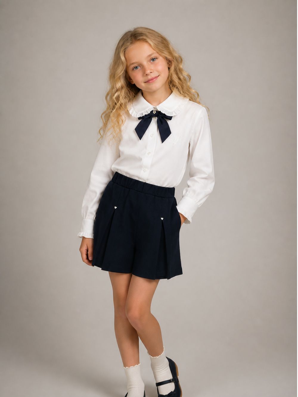 Shorts per bambina Monnalisa Kids blu con trama jersey 18HORT 8225 056S MONNALISA KIDS 
