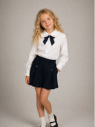 Shorts per bambina Monnalisa Kids blu con trama jersey 18HORT 8225 056S MONNALISA KIDS 