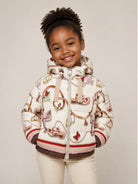 Piumino per bambina Monnalisa Kids x Disney beige con stampa grafica 19H100 8021 029F MONNALISA KIDS 