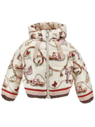 Piumino per bambina Monnalisa Kids x Disney beige con stampa grafica 19H100 8021 029F MONNALISA KIDS 