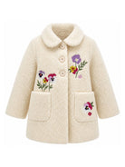Cappotto per bambina Monnalisa Kids bianco con ricami floreali 19H105 8038 029F MONNALISA KIDS 