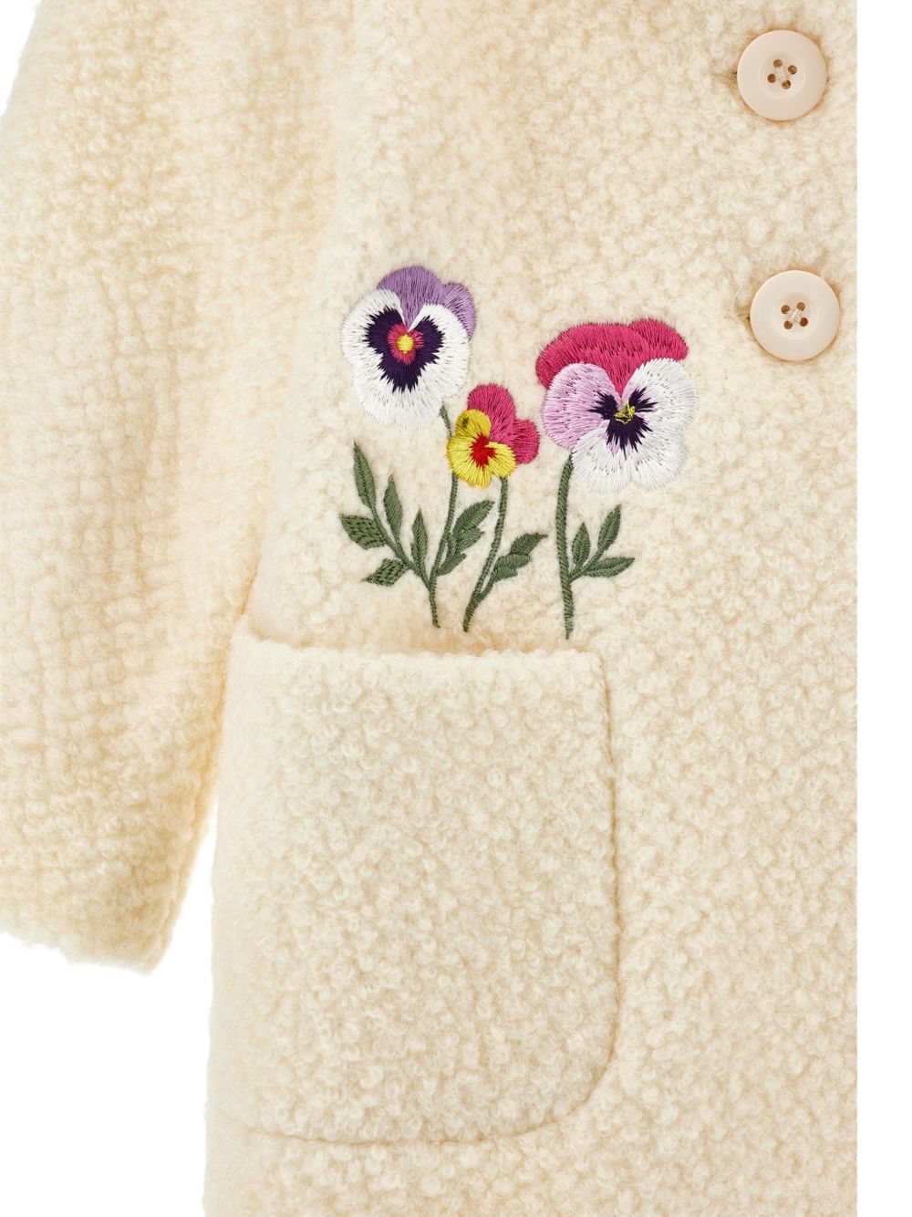 Cappotto per bambina Monnalisa Kids bianco con ricami floreali 19H105 8038 029F MONNALISA KIDS 