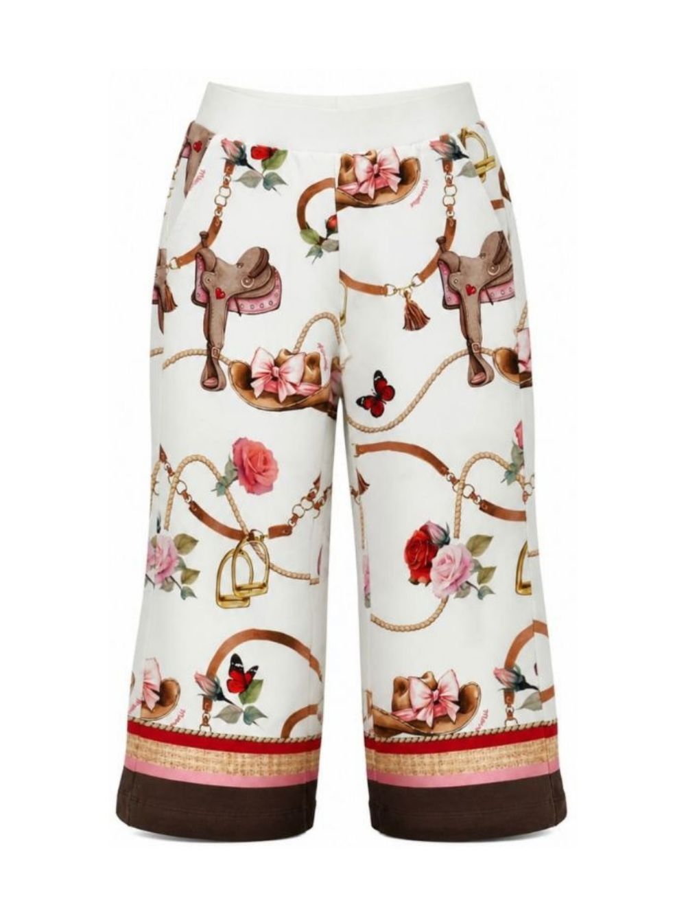 Pantaloni per bambina Monnalisa Kids bianco con stampa grafica all-over 19H401 8005 029F MONNALISA KIDS 