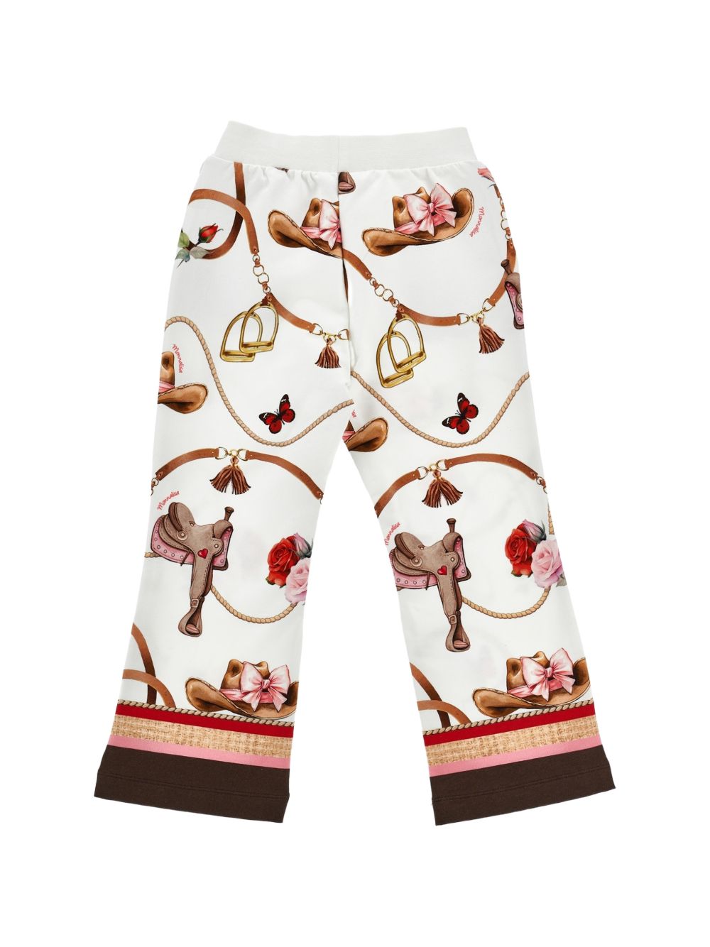 Pantaloni per bambina Monnalisa Kids bianco con stampa grafica all-over 19H401 8005 029F MONNALISA KIDS 