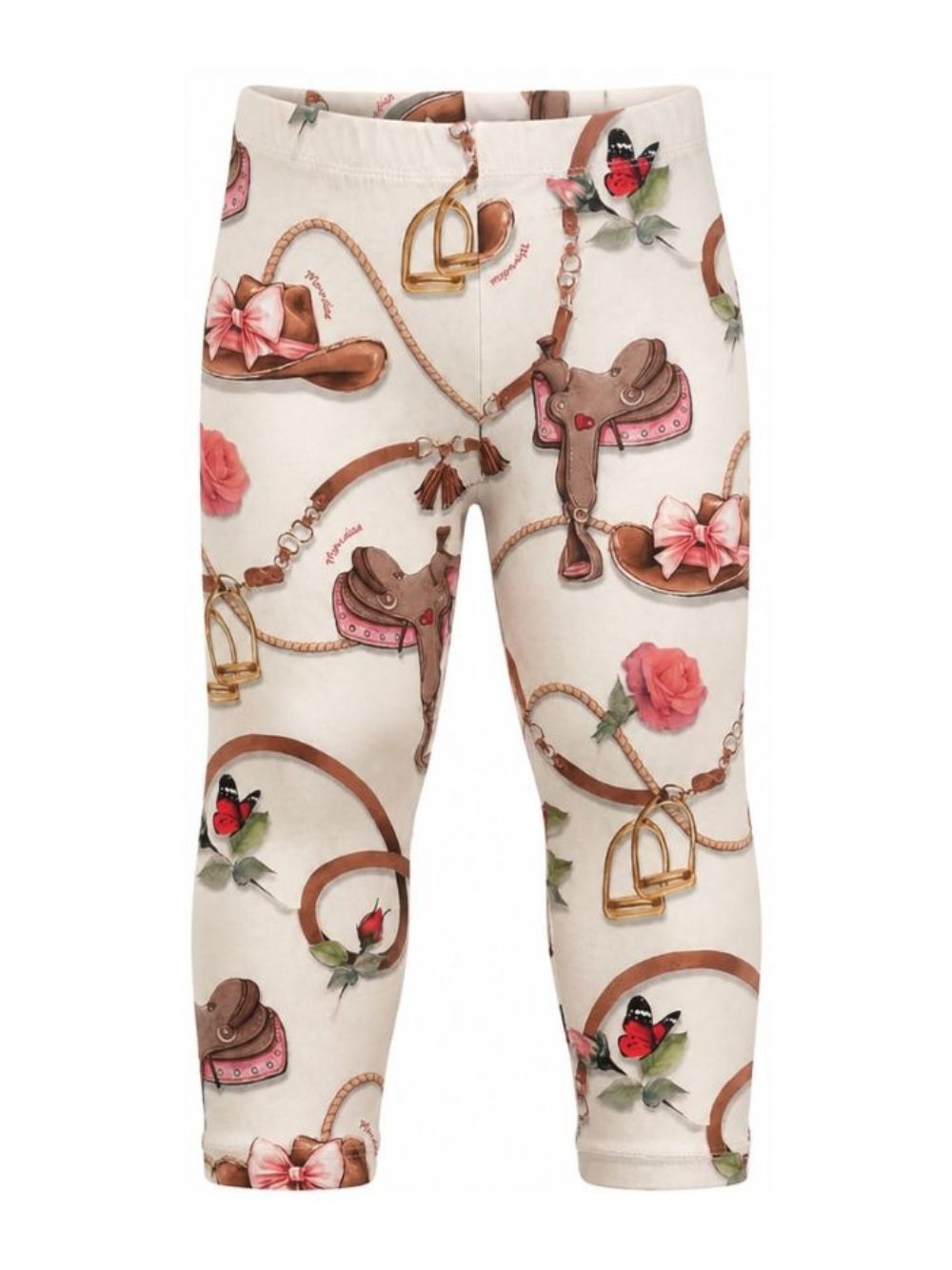 Pantaloni per bambina Monnalisa Kids bianchi con stampa grafica all-over 19H403NP 8011 029F MONNALISA KIDS 