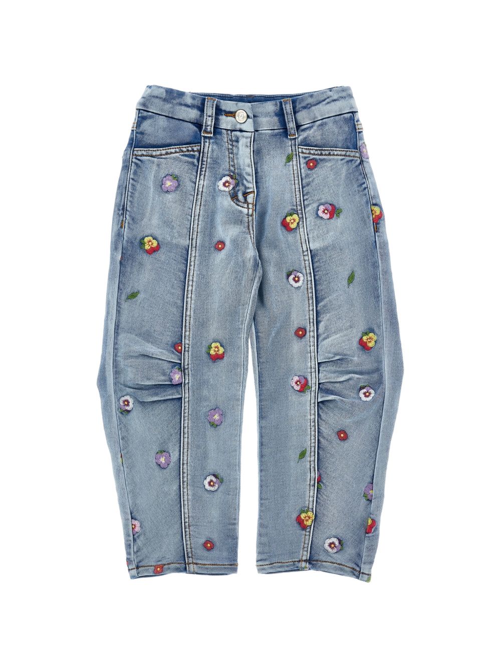 Jeans per bambina Monnalisa Kids in denim con ricamo a fiori 19H404 8042 6284 MONNALISA KIDS 