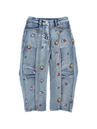 Jeans per bambina Monnalisa Kids in denim con ricamo a fiori 19H404 8042 6284 MONNALISA KIDS 