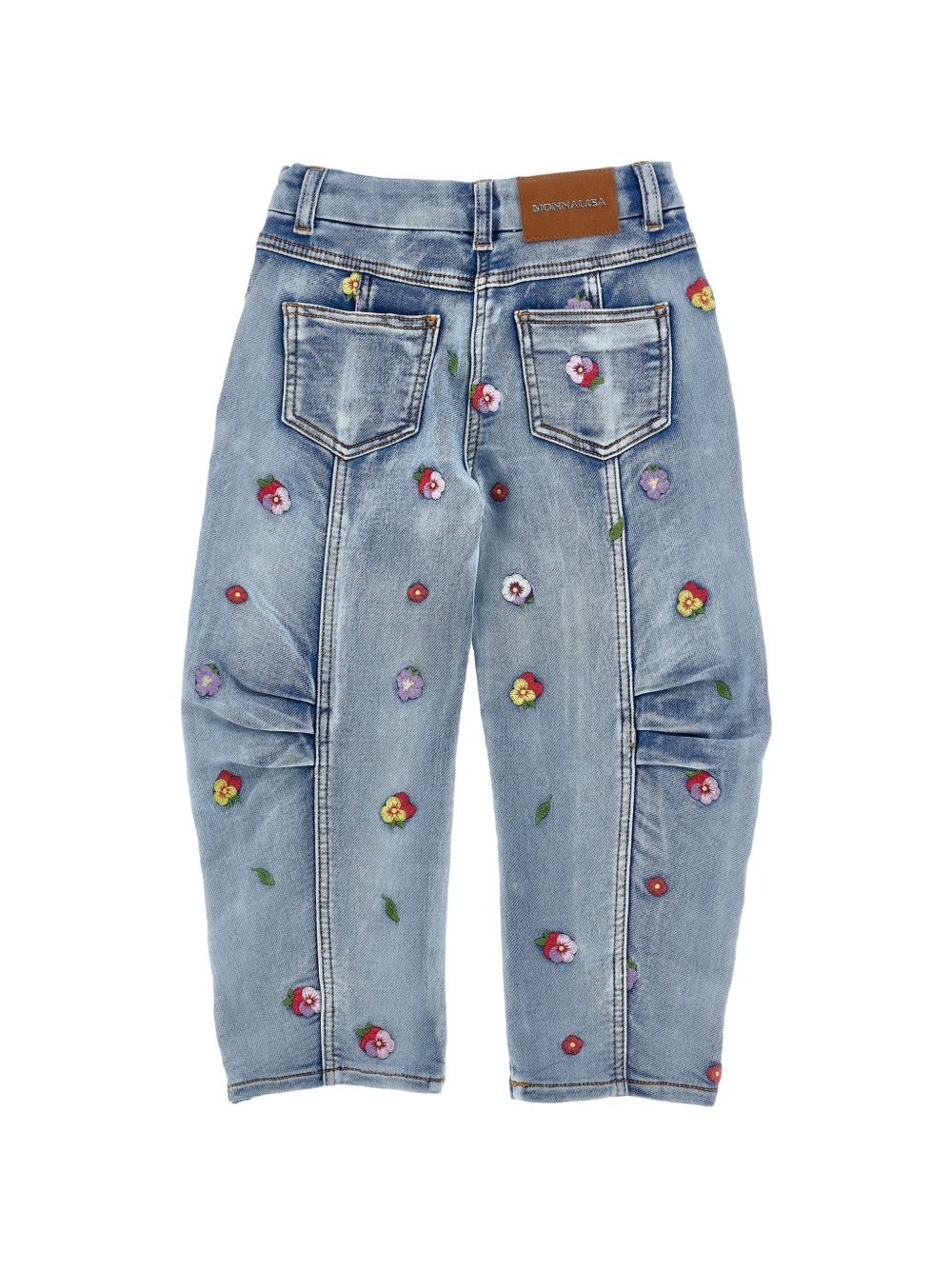 Jeans per bambina Monnalisa Kids in denim con ricamo a fiori 19H404 8042 6284 MONNALISA KIDS 