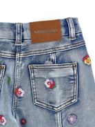Jeans per bambina Monnalisa Kids in denim con ricamo a fiori 19H404 8042 6284 MONNALISA KIDS 