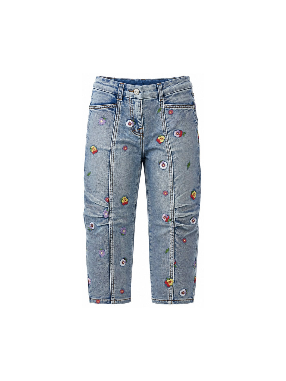 Jeans per bambina Monnalisa Kids in denim con ricamo a fiori 19H404 8042 6284 MONNALISA KIDS 