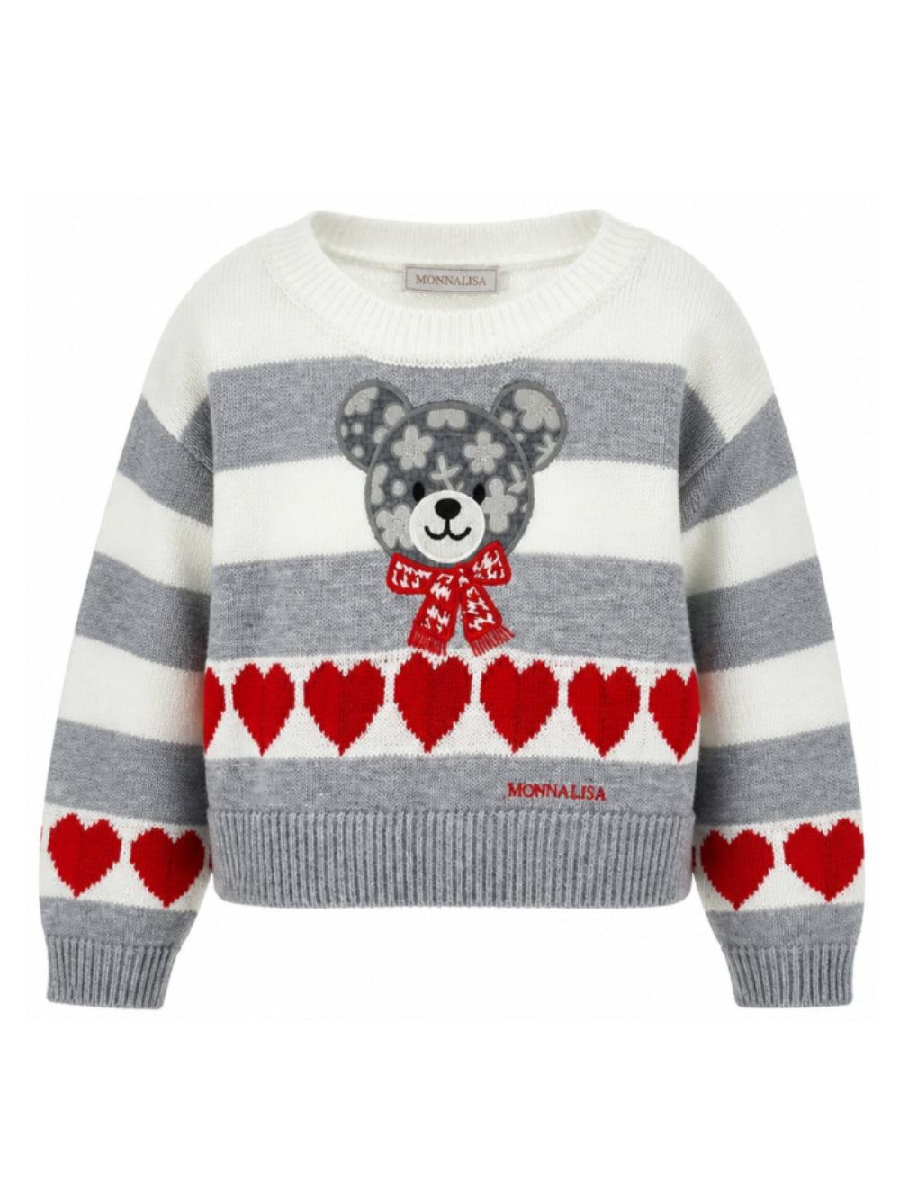 Maglione per bambina Monnalisa Kids multicolore con applicazione orsetto sul davanti 19H606 8062 0132 MONNALISA KIDS 