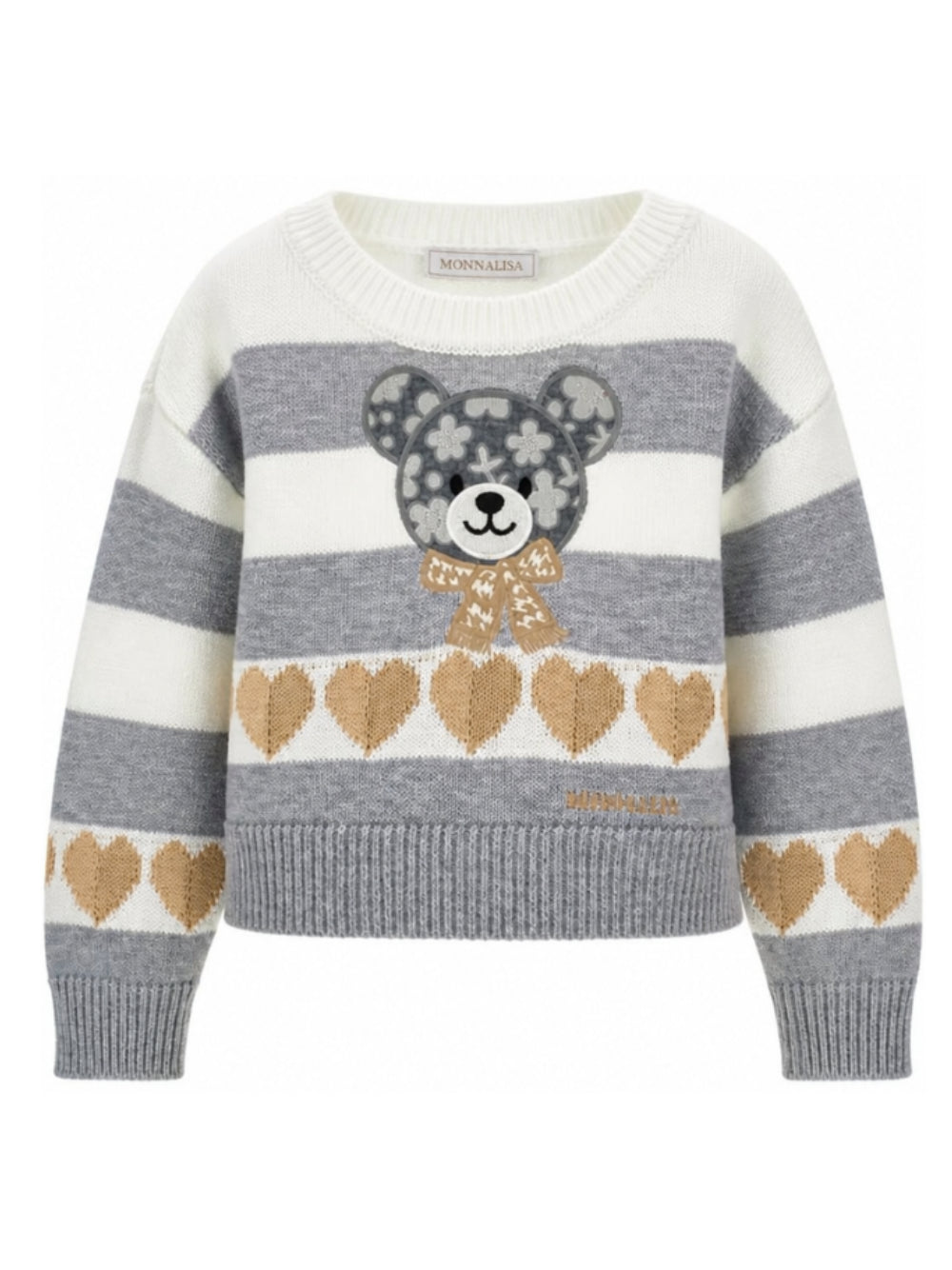 Maglione per bambina Monnalisa Kids multicolore con applicazione orsetto sul davanti 19H606 8062 3203 MONNALISA KIDS 
