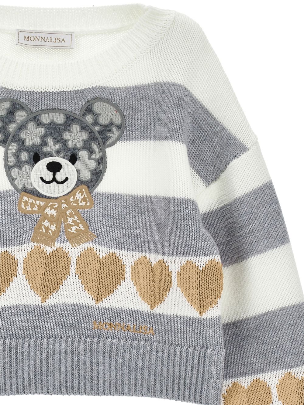 Maglione per bambina Monnalisa Kids multicolore con applicazione orsetto sul davanti 19H606 8062 3203 MONNALISA KIDS 