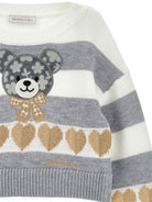 Maglione per bambina Monnalisa Kids multicolore con applicazione orsetto sul davanti 19H606 8062 3203 MONNALISA KIDS 