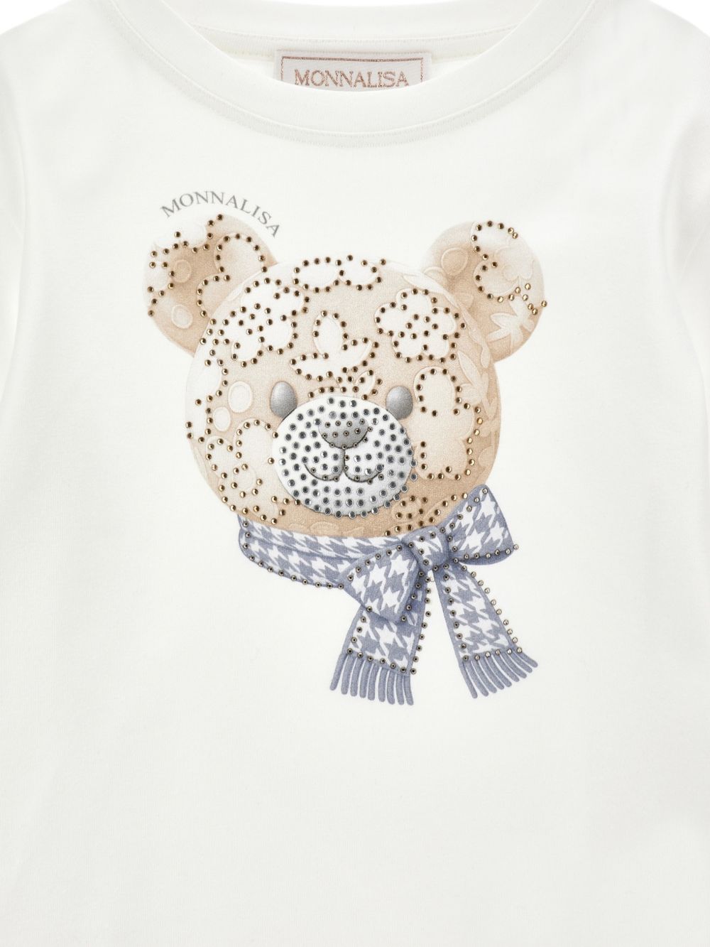 T-shirt per bambina Monnalisa Kids bianca con strass 19H607 8015 0103 MONNALISA KIDS 