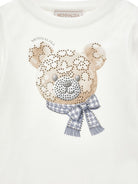 T-shirt per bambina Monnalisa Kids bianca con strass 19H607 8015 0103 MONNALISA KIDS 