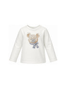 T-shirt per bambina Monnalisa Kids bianca con strass 19H607 8015 0103 MONNALISA KIDS 