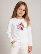 T-shirt per bambina Monnalisa Kids bianca con stampa floreale 19H610 8015 0001 MONNALISA KIDS 