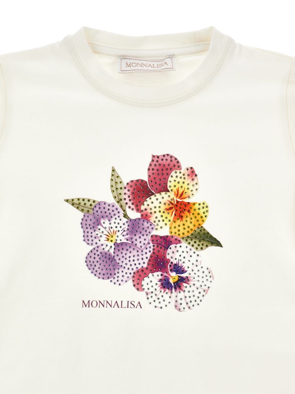T-shirt per bambina Monnalisa Kids bianca con stampa floreale 19H610 8015 0001 MONNALISA KIDS 