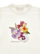 T-shirt per bambina Monnalisa Kids bianca con stampa floreale 19H610 8015 0001 MONNALISA KIDS 