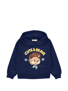 Felpa per bambina Monnalisa Kids blu con stampa grafica 19H611 8030 0056 MONNALISA KIDS 