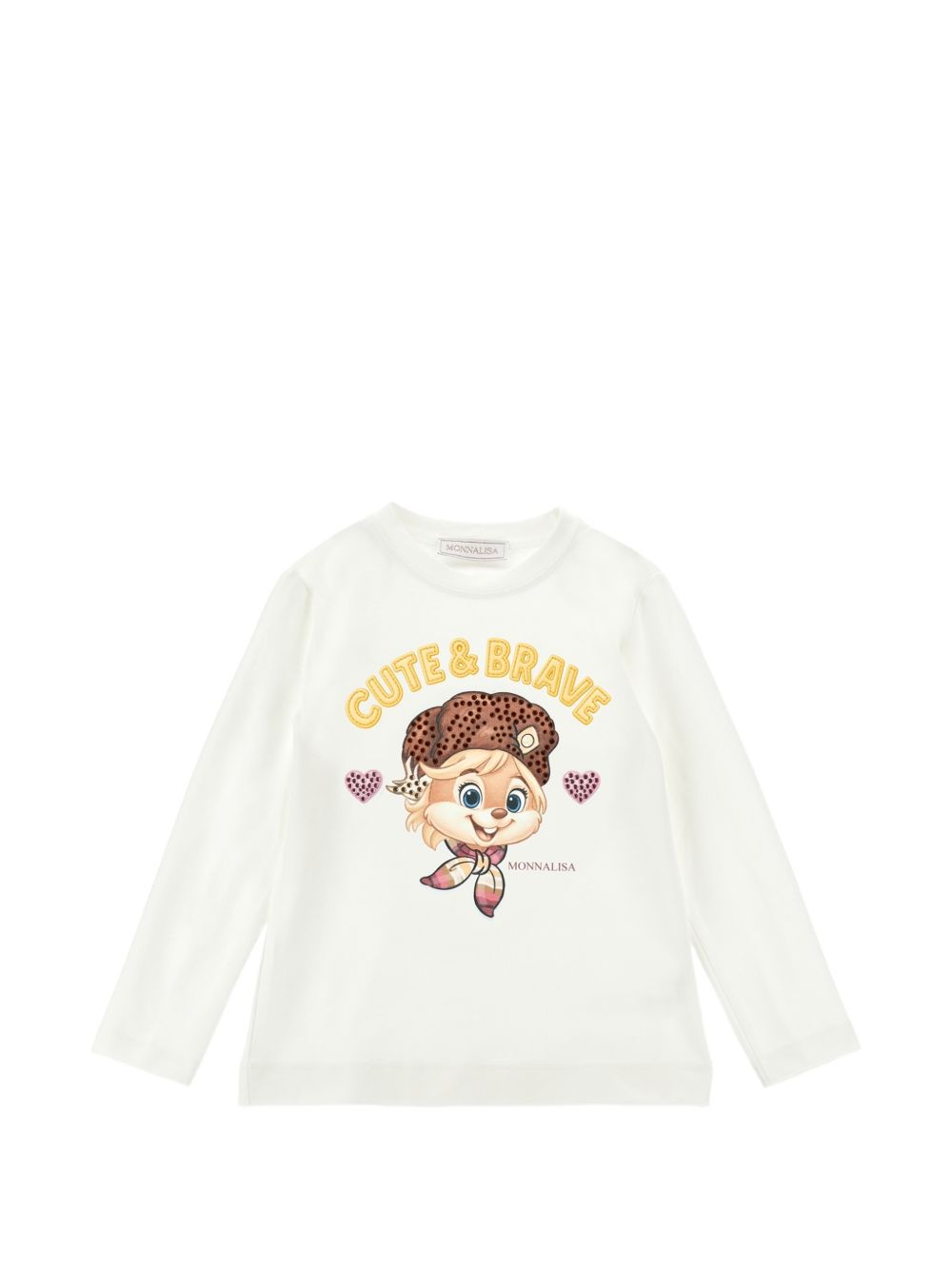 T-shirt per bambina Monnalisa Kids bianca con strass 19H620 8004 0198 MONNALISA KIDS 