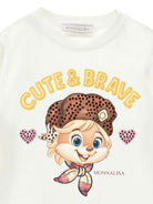 T-shirt per bambina Monnalisa Kids bianca con strass 19H620 8004 0198 MONNALISA KIDS 