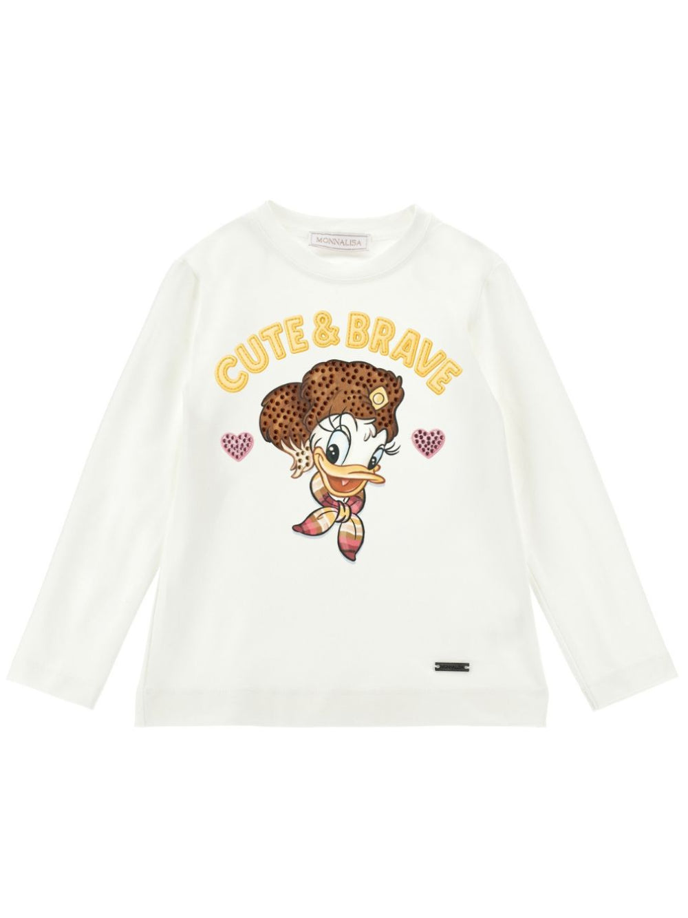 T-shirt per bambina Monnalisa Kids bianca con strass 19H620 8004 0198 MONNALISA KIDS 