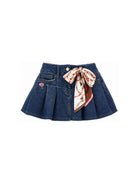 Gonna plissettata per bambina Monnalisa Kids in denim con motivo a fiori 19H700 8042 0055 MONNALISA KIDS 