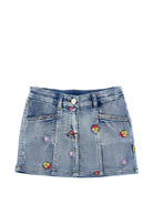 Gonna per bambina Monnalisa Kids in denim con ricamo floreale 19H702 8042 6284 MONNALISA KIDS 