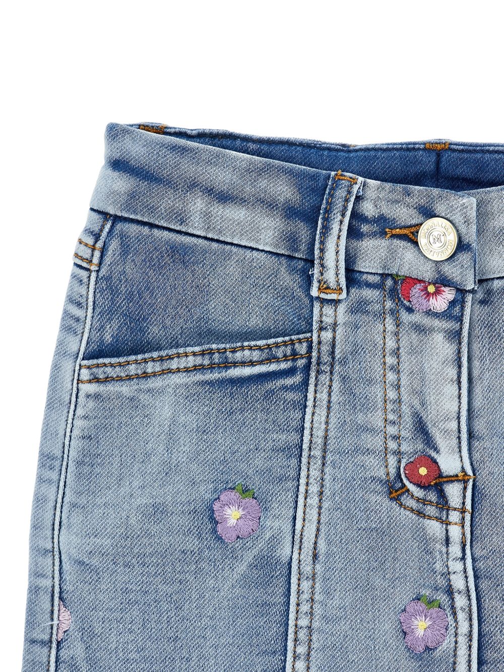 Gonna per bambina Monnalisa Kids in denim con ricamo floreale 19H702 8042 6284 MONNALISA KIDS 