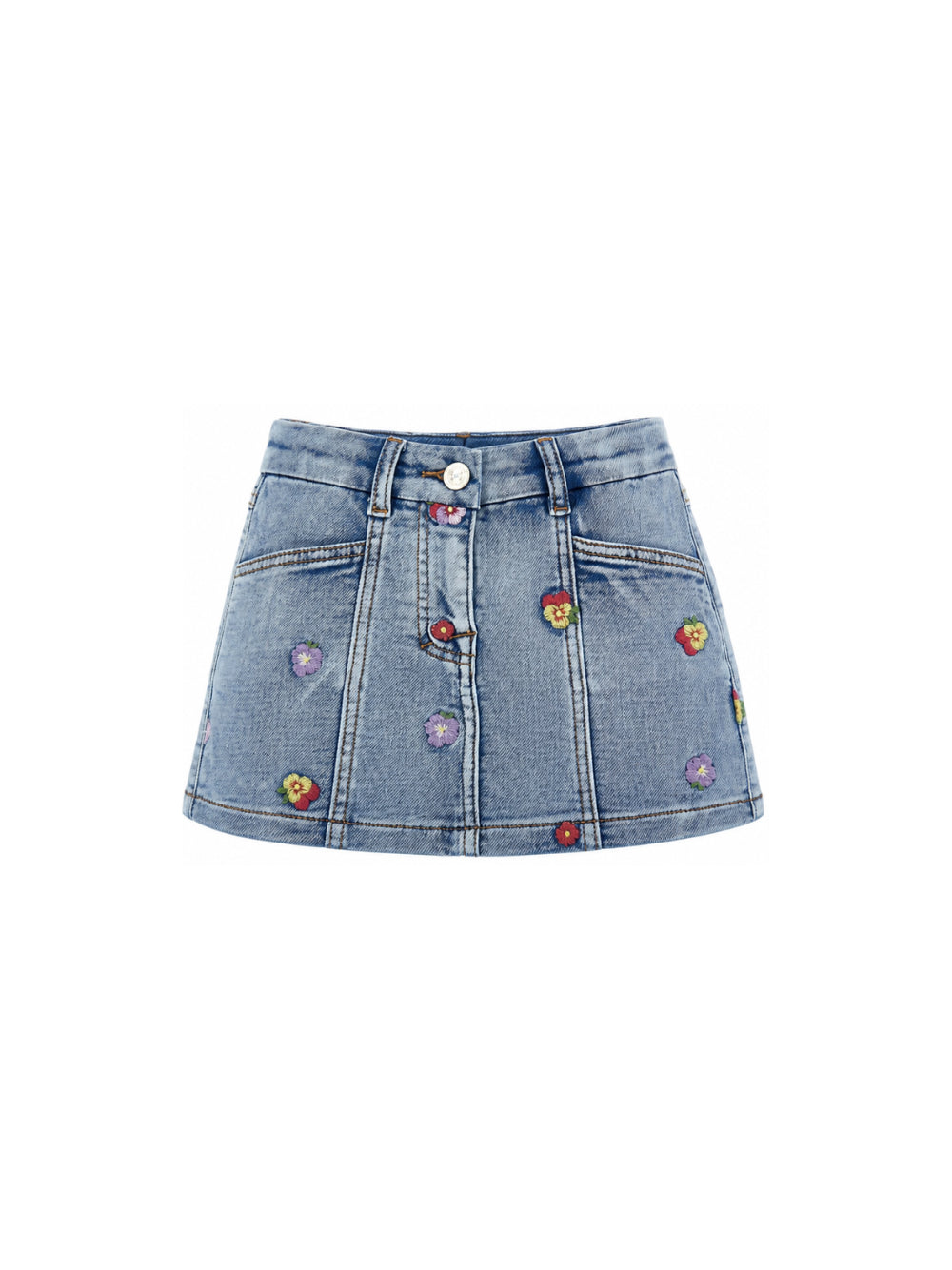 Gonna per bambina Monnalisa Kids in denim con ricamo floreale 19H702 8042 6284 MONNALISA KIDS 