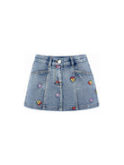 Gonna per bambina Monnalisa Kids in denim con ricamo floreale 19H702 8042 6284 MONNALISA KIDS 