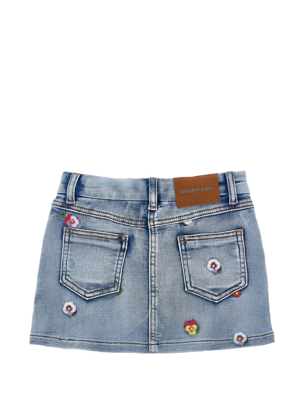 Gonna per bambina Monnalisa Kids in denim con ricamo floreale 19H702 8042 6284 MONNALISA KIDS 