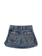 Gonna per bambina Monnalisa Kids denim con impunture a contrasto 19H705 8044 0055 MONNALISA KIDS 