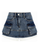 Gonna per bambina Monnalisa Kids denim con impunture a contrasto 19H705 8044 0055 MONNALISA KIDS 