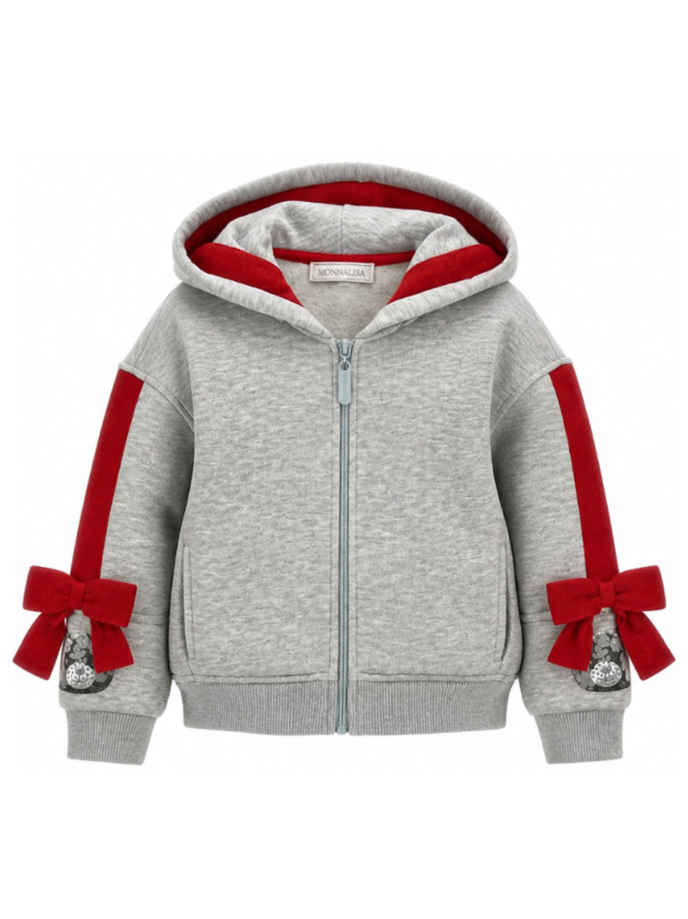 Felpa per bambina Monnalisa Kids grigia con dettaglio fiocchi sulle maniche 19H805 8010 0033 MONNALISA KIDS 