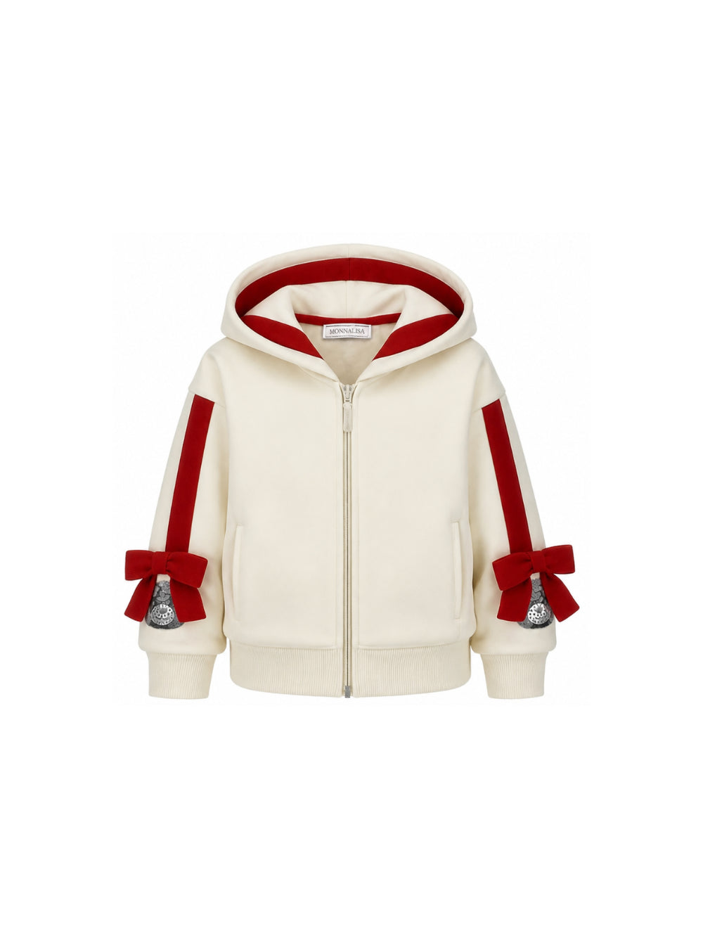 Felpa per bambina Monnalisa Kids bianca con dettaglio fiocco sulle maniche 19H805 8010 2943 MONNALISA KIDS 