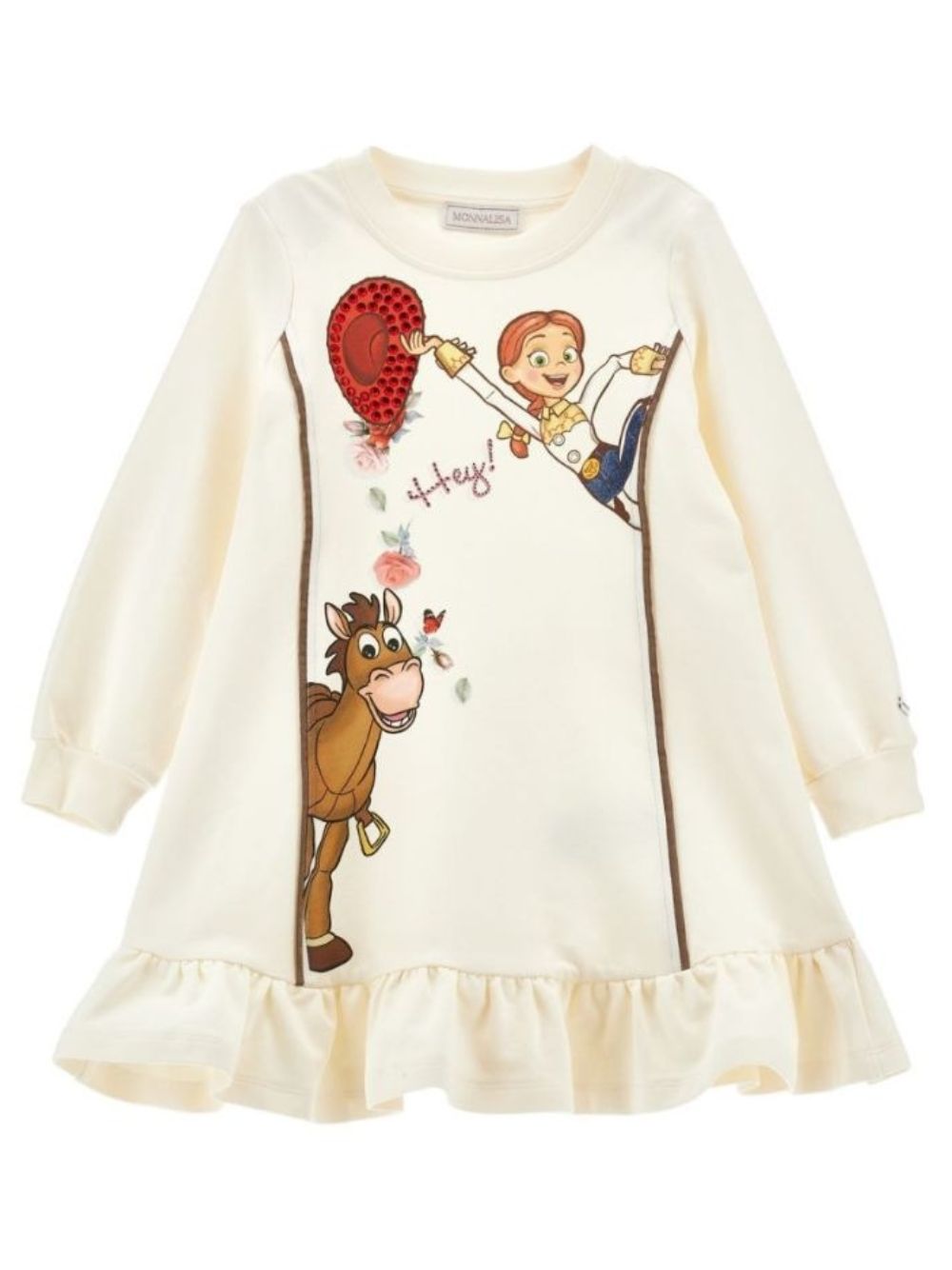 Abito per bambina Monnalisa Kids écru con ruches e stampa grafica Toy Story 19H901 8006 029F MONNALISA KIDS 