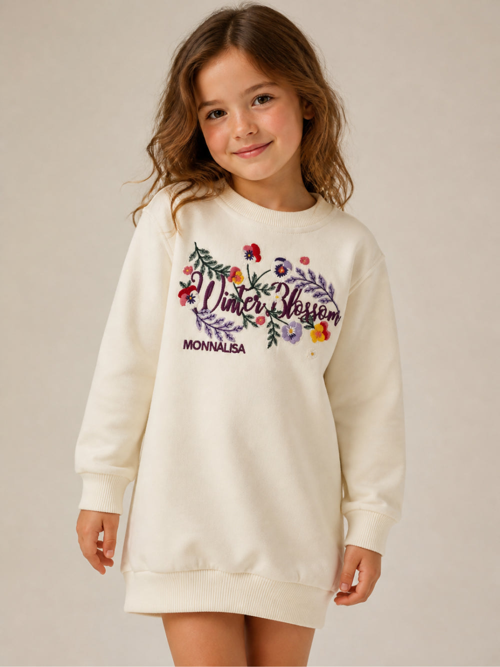 Abito per bambina Monnalisa Kids bianco con ricamo floreale 19H903 8010 029F MONNALISA KIDS 