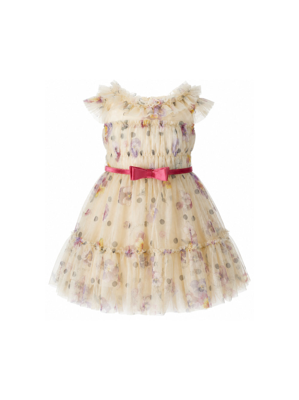 Abito per bambina Monnalisa Kids beige con motivo a pois 19H904 8050 029F MONNALISA KIDS 
