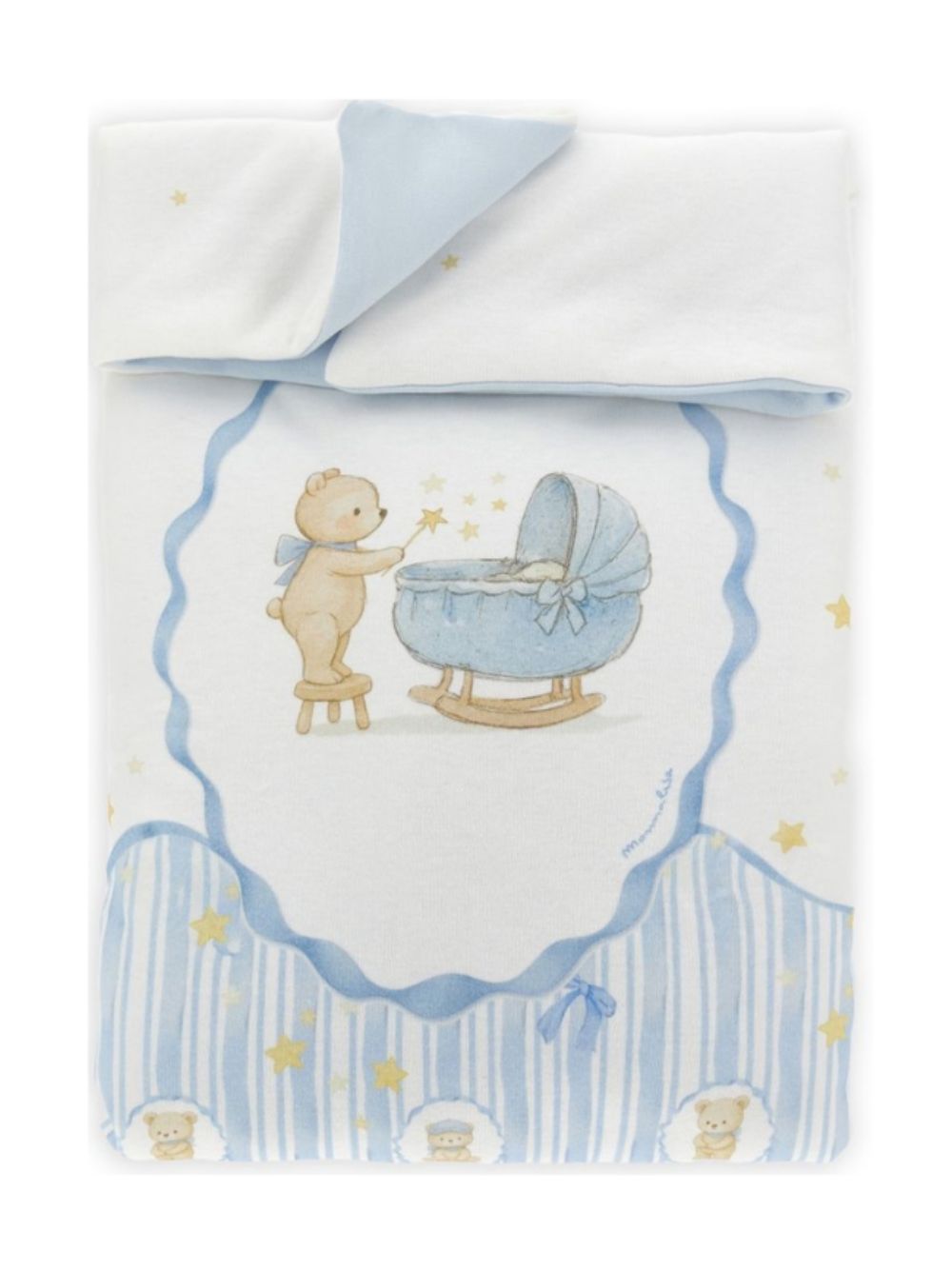 Coperta per neonato Monnalisa Kids azzurra con motivo Teddy Bear a righe 22H001NP 8000 0152 MONNALISA KIDS 
