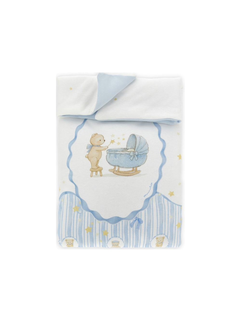 Coperta per neonato Monnalisa Kids azzurra con motivo Teddy Bear a righe 22H001NP 8000 0152 MONNALISA KIDS 