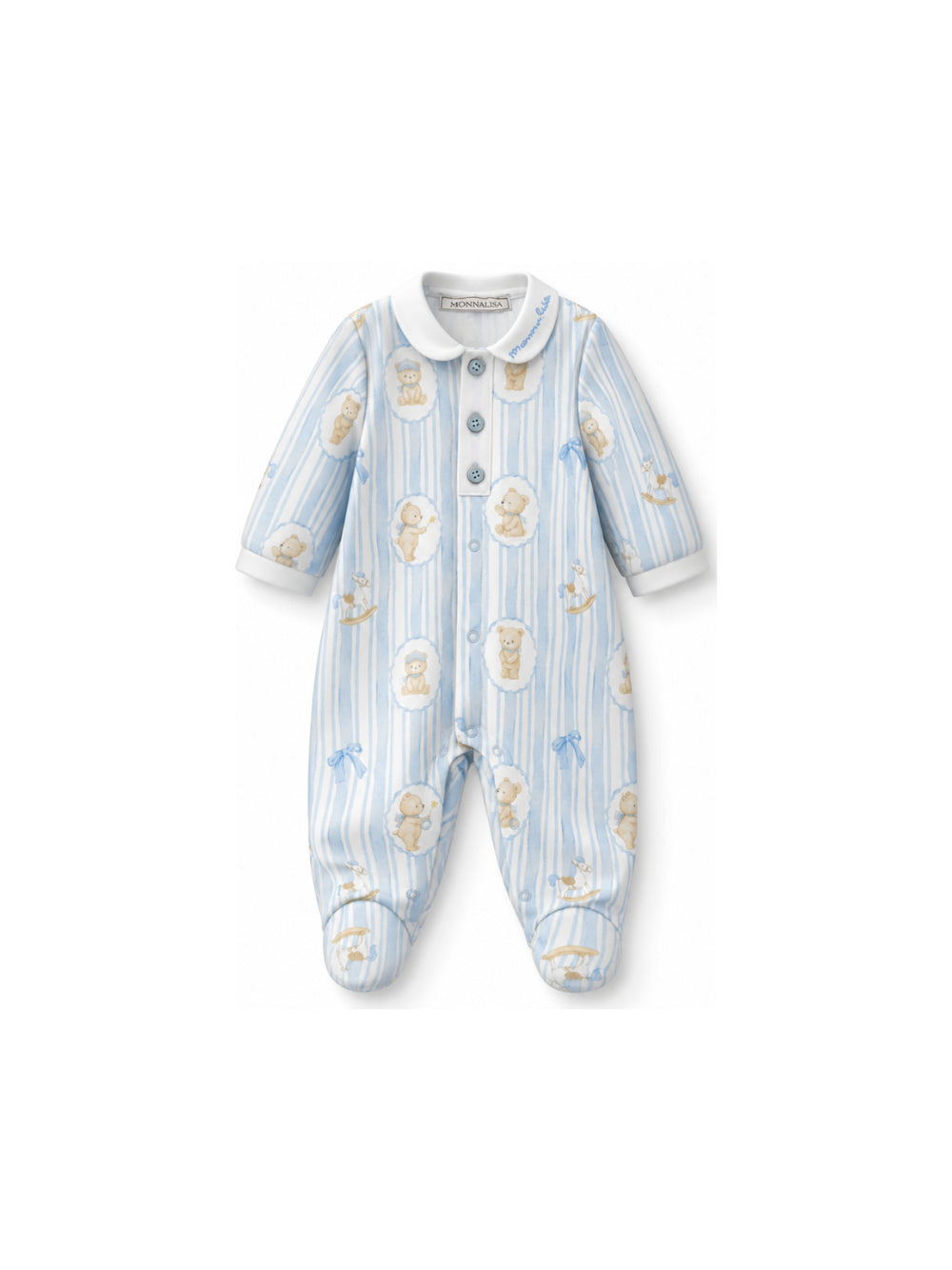 Tutina per neonato Monnalisa Kids azzurra con stampa Teddy Bear all-over 22H201 8019 0152 MONNALISA KIDS 