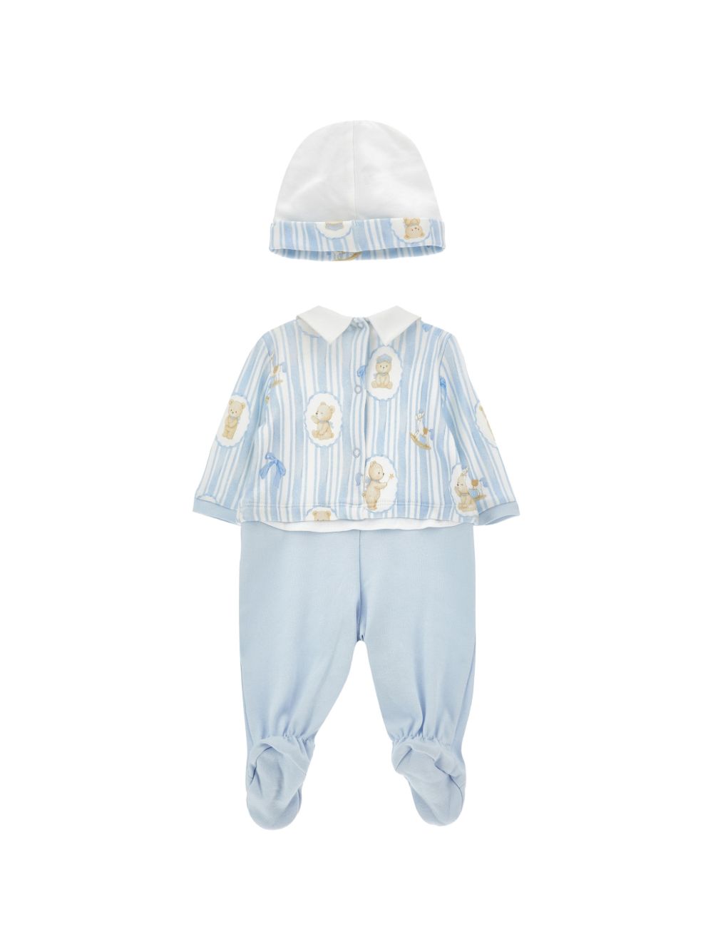 Set tutina e berretto per neonato Monnalisa Kids azzurro con stampa Teddy Bear 22H504 8019 0152 MONNALISA KIDS 